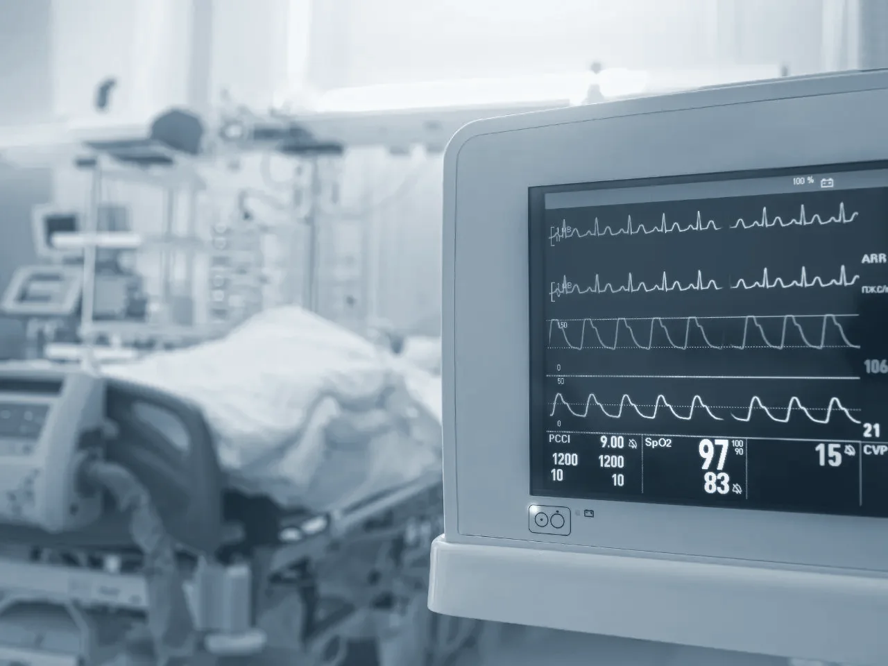 A patient monitor in a Zenith Cardiology clinic